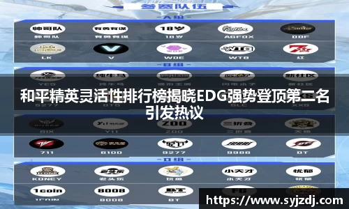 和平精英灵活性排行榜揭晓EDG强势登顶第二名引发热议